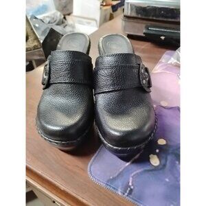 Nurture Smoke Black Leather Slip On Clogs Mules Ladies Shoes size 7 Y2k